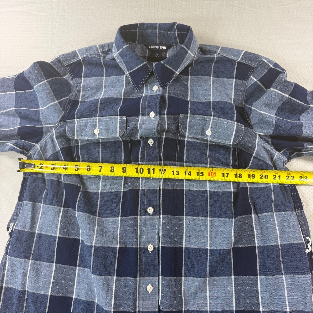 Lands End Dress Womens 1X Plaid Flannel Shirt Dress Blue Long Sleeve Cotton - Picture 13 of 15